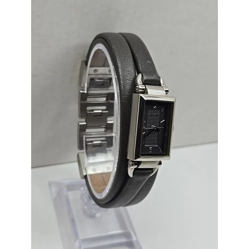 Fossil Delaney JR1371 Womens Gray Silver Tank Wrap Leather Watch New Battery